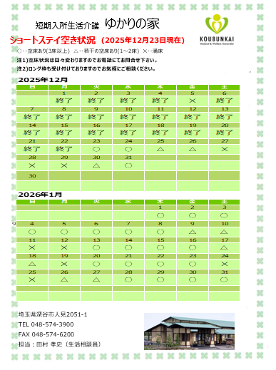 空床情報　12/23　8:30現在