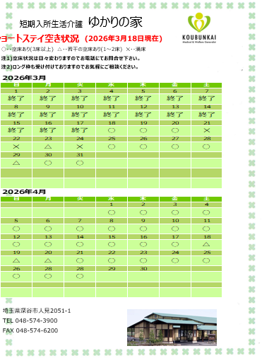 空床情報　3/18　8:30現在の画像