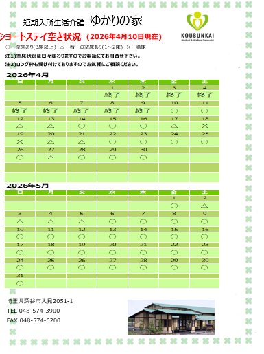 空床情報　4/10　8:30現在の画像