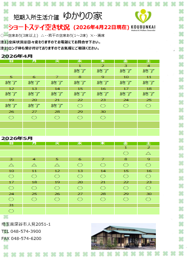 空床情報　4/22　8:30現在の画像