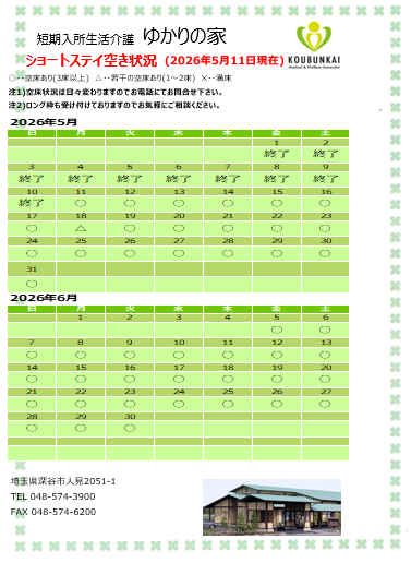 空床情報　5/11　8:30現在の画像