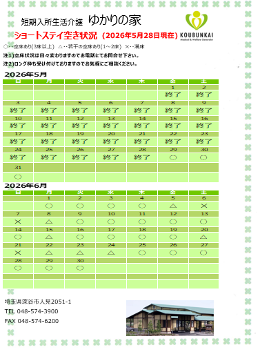 空床情報　5/29　8:30現在の画像