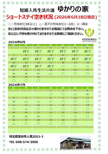 空床情報　6/18　8:30現在の画像