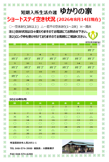 空床情報　8/17　8:30現在の画像