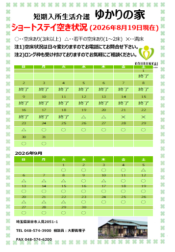 空床情報　8/19　8:30現在の画像