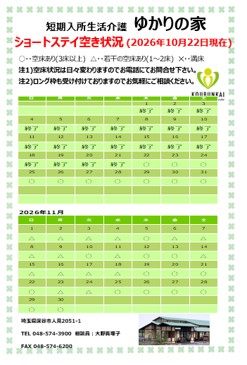 空床情報　10/22　8:30現在の画像